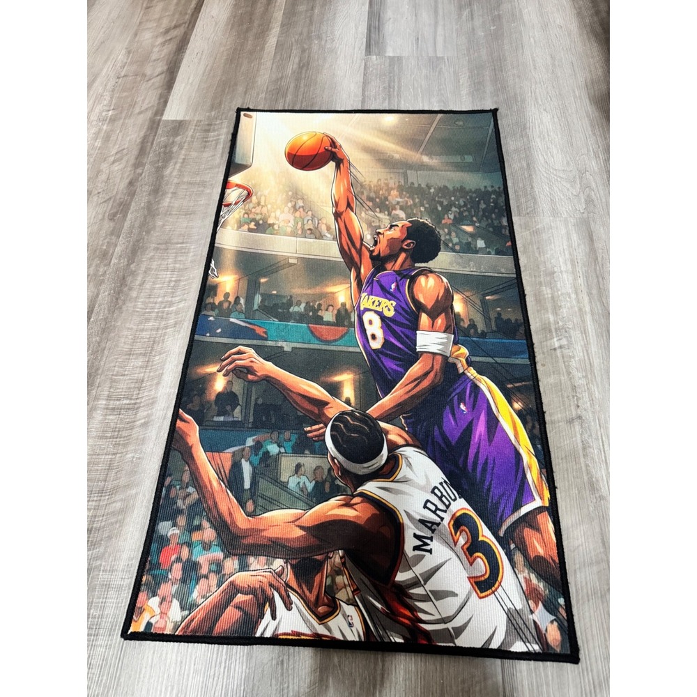 Kobe Bryant Lakers #8 Dunk Graphic Rug 32x18 NBA Basketball Decor Floor Mat